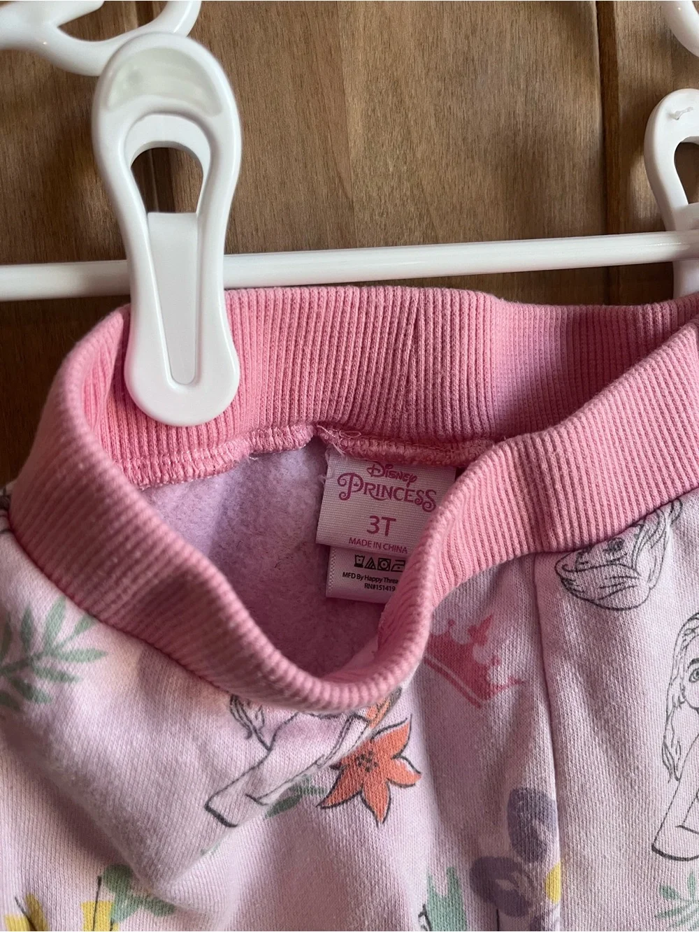 Disney Princess Pink Hooded Zip Top with matching sweat bottoms in size 3T